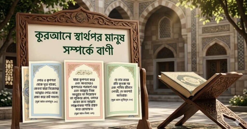 কুরআনে স্বার্থপর মানুষ সম্পর্কে বাণী