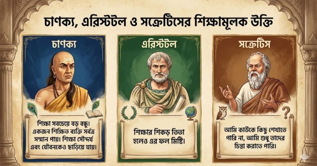 চাণক্য, এরিস্টটল ও সক্রেটিসের শিক্ষামূলক উক্তি