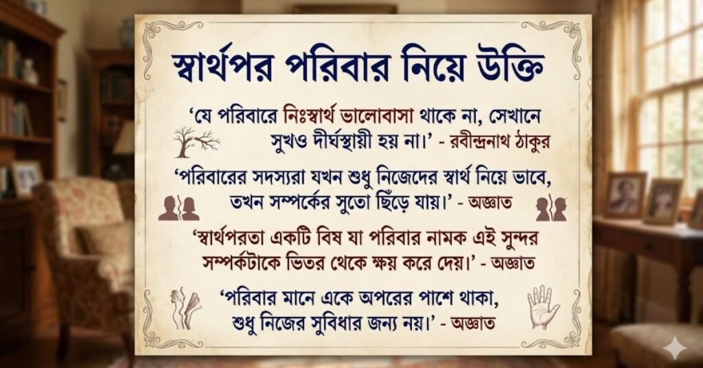 স্বার্থপর পরিবার নিয়ে উক্তি