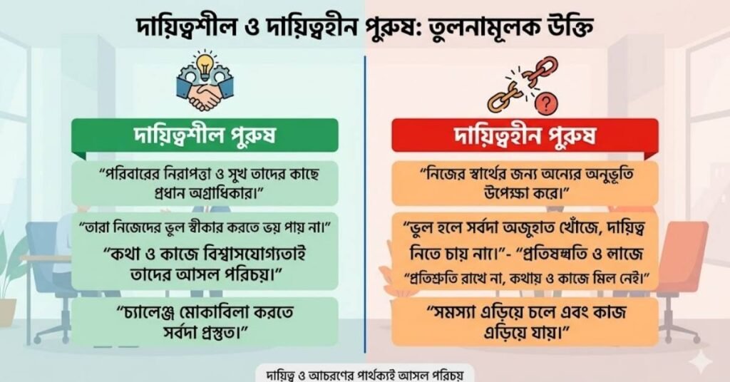 দায়িত্বশীল ও দায়িত্বহীন পুরুষ নিয়ে তুলনামূলক উক্তি